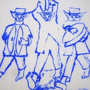 Vintage unique cat band t shirt - unisex S